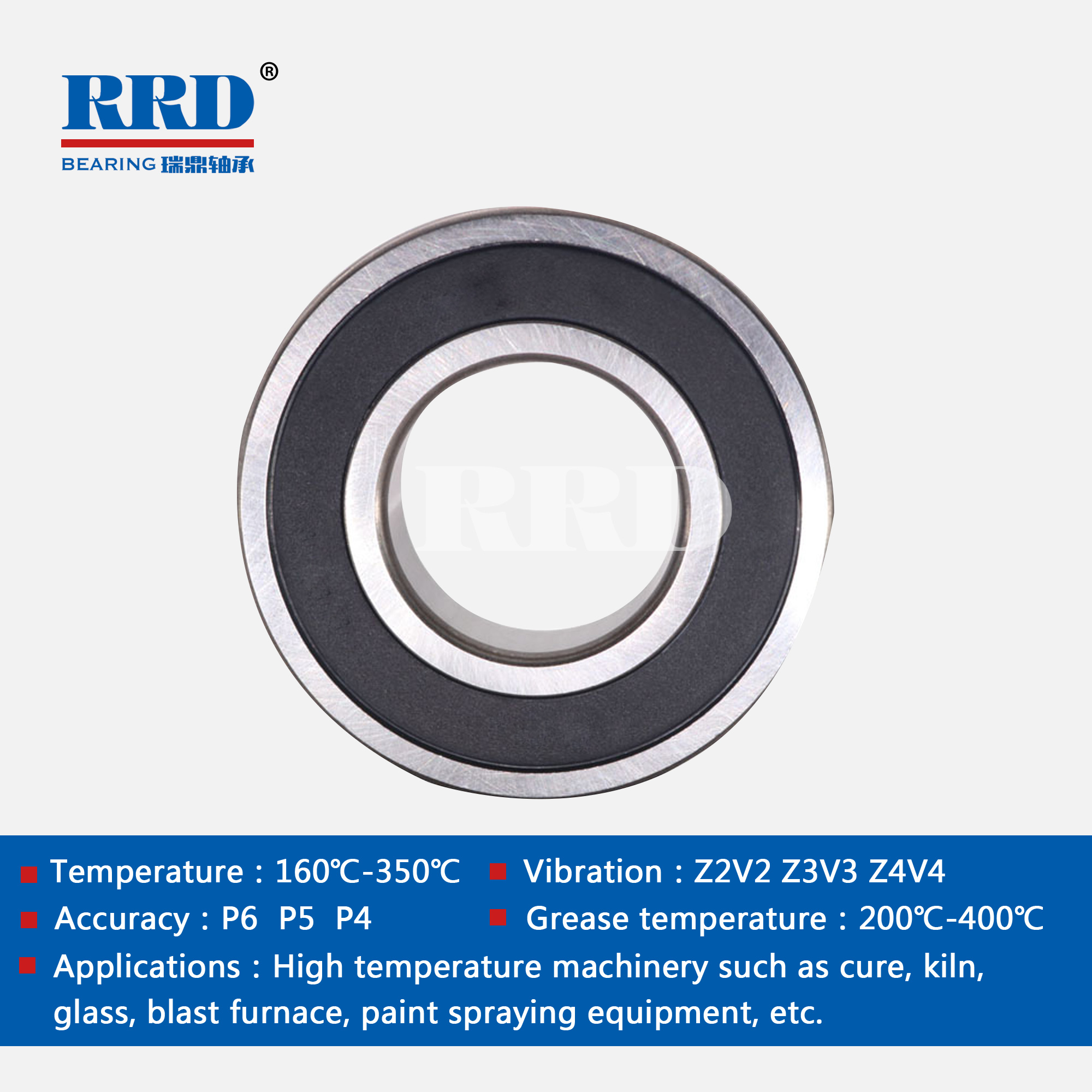 High temperature rubber sealed deep groove ball bearings
